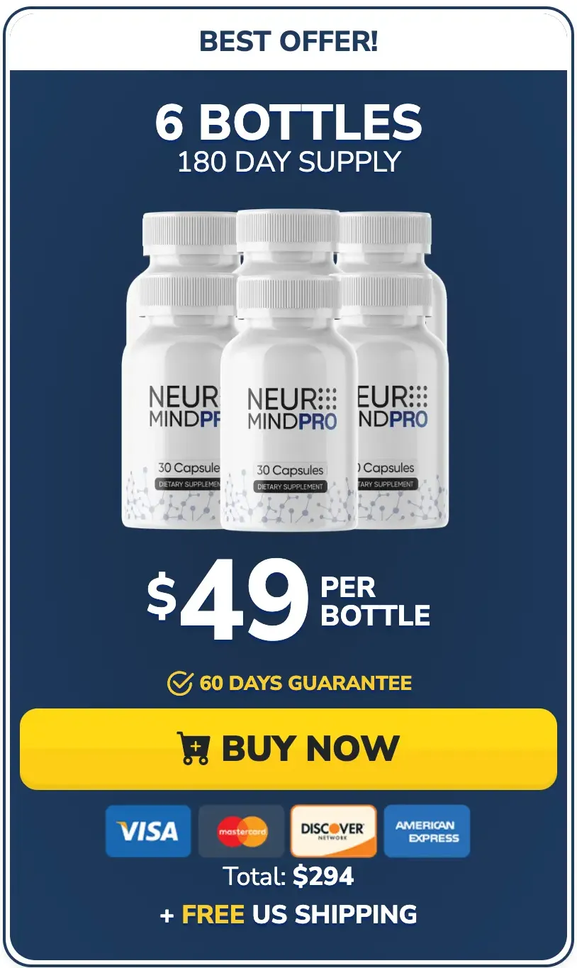 NeuroMind Pro 6-bottle package — 180-day supply best value with free US shipping