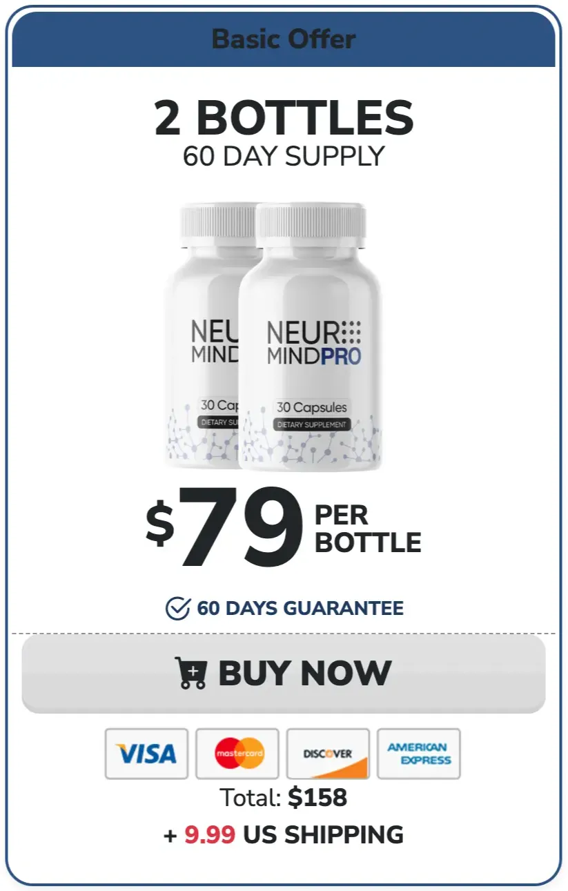 NeuroMind Pro 2-bottle package — 60-day supply of natural brain support supplement
